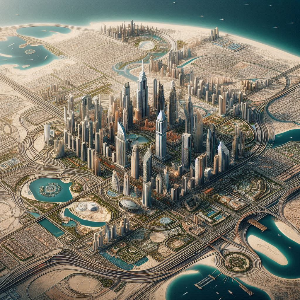 Map of Dubai showing off-plan projects