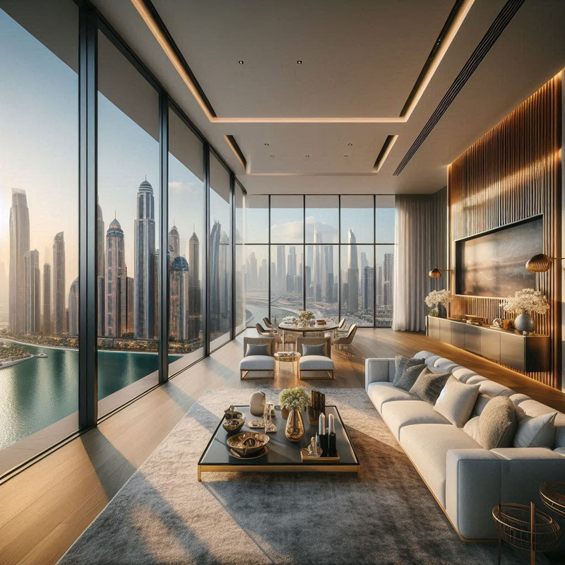An image of a penthouse showing off the Dubai Marina skyline