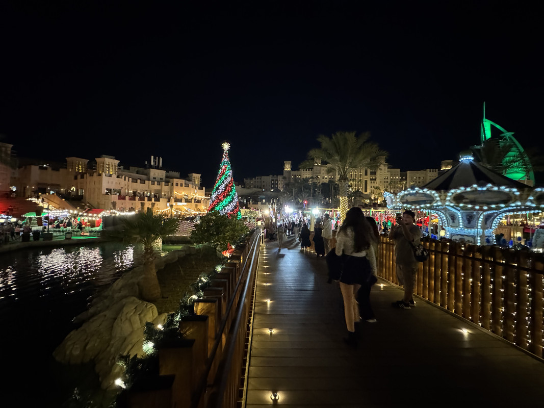 Madinat Jumeirah Dubai Christmas Market at night 2024
