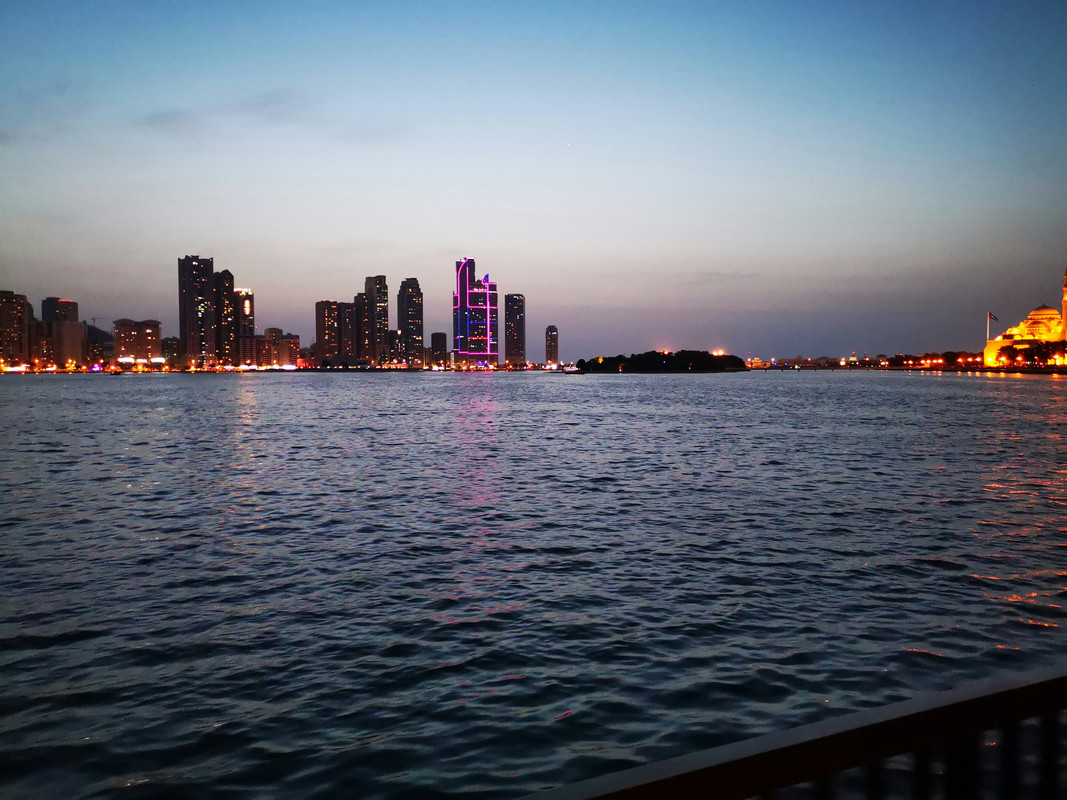 Sharjah from the water at night 2024