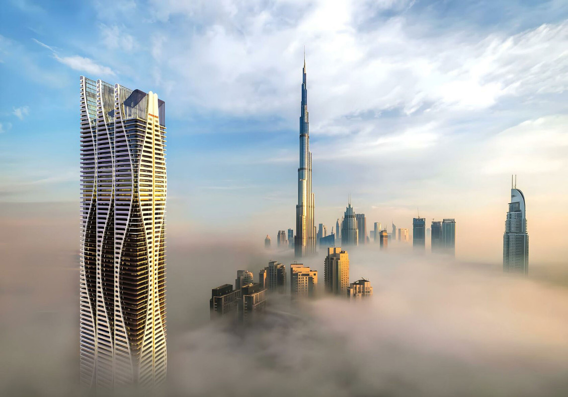 Bayz 101 at night in Business Bay rendering