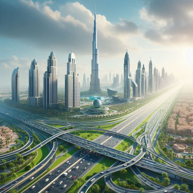 An AI image of Dubai as a sustainable and green city (artist rendering)