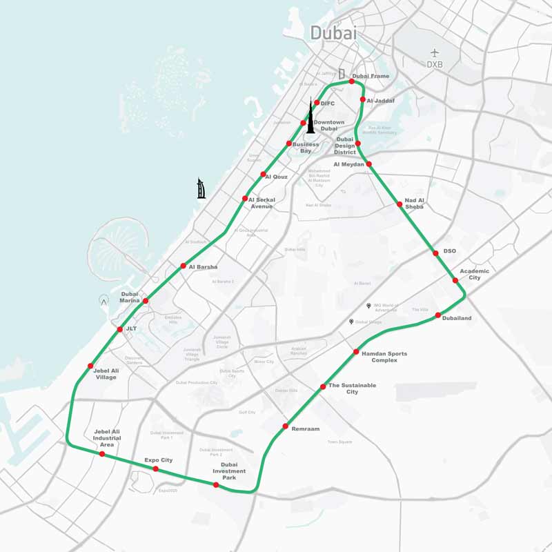 A map of the areas the loop will pass through
