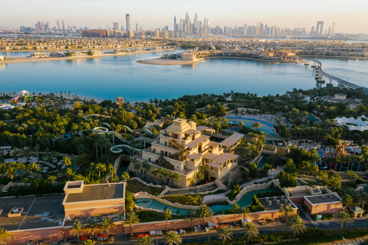 Palm Jumeirah and Dubai Marina Skyline 