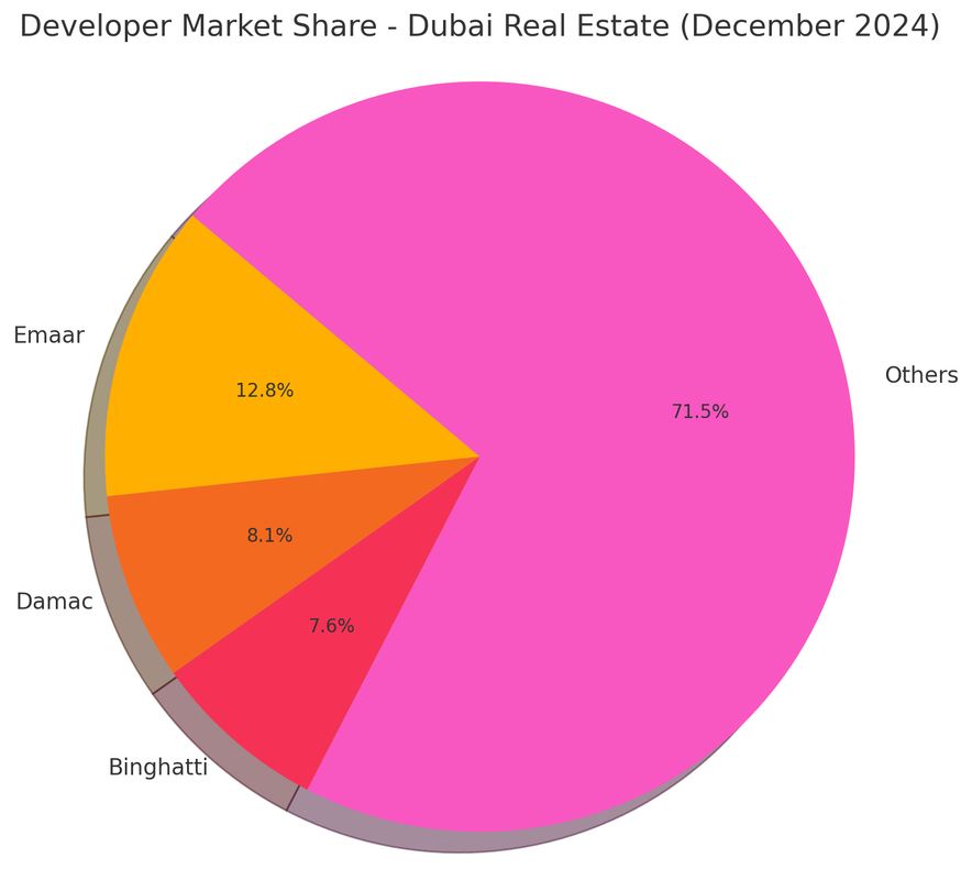 Pie chart showing developer market share in December 2024
