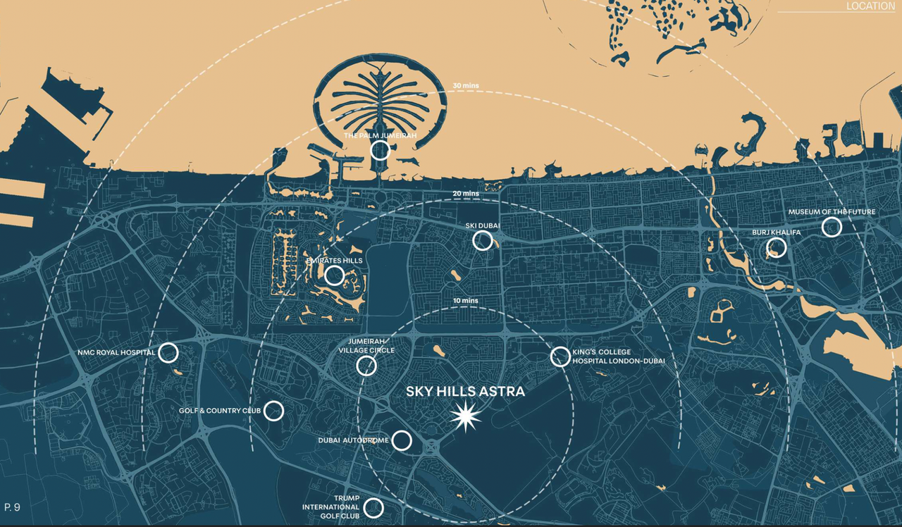 Location of Skyhills Astra on the Dubai map