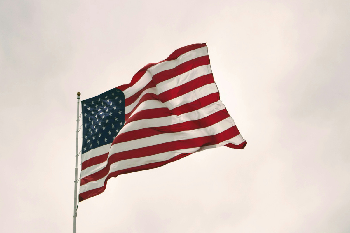 USA flag on a cloudy day