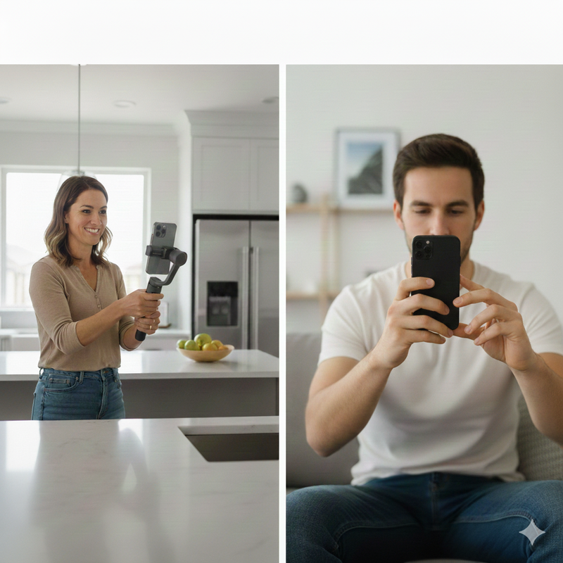 An agent taking a video and a user watching it