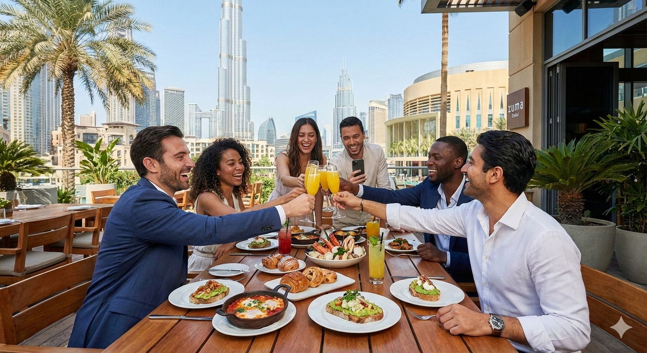 Several friends enjoying a brnch day in Dubai